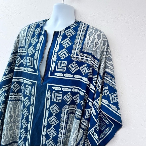 BILLY REID Mens Tribal Print Oversized Poncho Shirt S Resort Wear - Picture 4 of 13